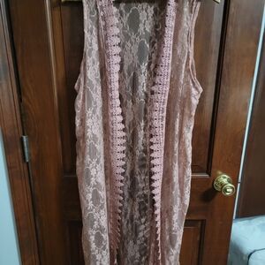 Polly & Esther Dusty Rose Lace Vest